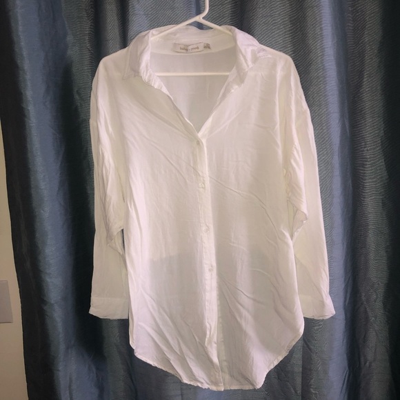 Bishop + Young -L- Crisp White Shirt elastic back- full sleeve- new or like new - Picture 7 of 14